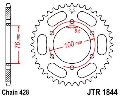 Obrázek produktu ZADNÍ ŘETĚZOVÉ KOLO 44T 428 JTR1844.44