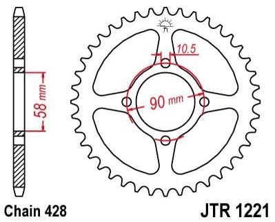 Obrázek produktu ZADNÍ ŘETĚZOVÉ KOLO 45T 428 JTR1221.45