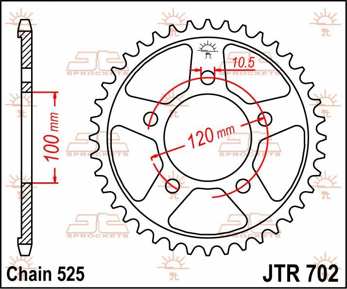 Obrázek produktu ZADNÍ ŘETĚZOVÉ KOLO 46T 525 JTR702.46
