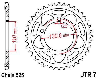 Obrázek produktu ŘETĚZOVÉ KOLO ZADNÍ 46T 525 BLK JTR7.46ZBK