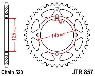 Obrázek produktu ZADNÍ ŘETĚZOVÉ KOLO 47T 520 BLK JTR857.47ZBK