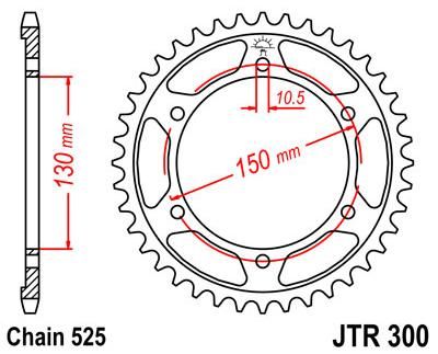 Obrázek produktu ZADNÍ ŘETĚZOVÉ KOLO 47T 525 BLK JTR300.47ZBK