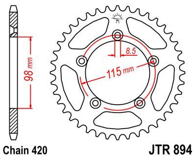 Obrázek produktu ZADNÍ ŘETĚZOVÉ KOLO 48T 420 BLK JTR894.48ZBK