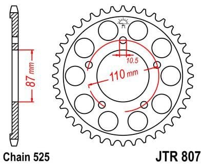 Obrázek produktu ZADNÍ ŘETĚZOVÉ KOLO 48T 525 BLK JTR807.48ZBK