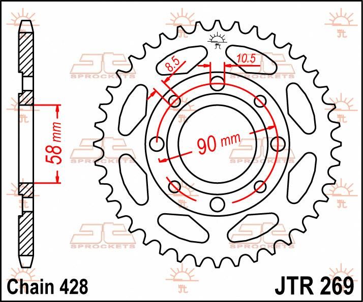 Obrázek produktu ZADNÍ ŘETĚZOVÉ KOLO 51T 428 JTR269.51