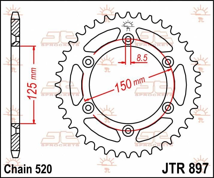 Obrázek produktu ZADNÍ ŘETĚZOVÉ KOLO 53T 520 JTR897.53
