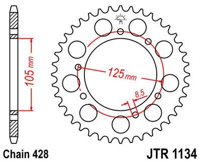 Obrázek produktu ZADNÍ ŘETĚZOVÉ KOLO 56T 428 JTR1134.56