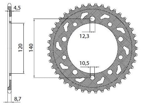 Obrázek produktu ZADNÍ ŘETĚZOVÉ KOLO 530 42T OCEL 1-5500-42