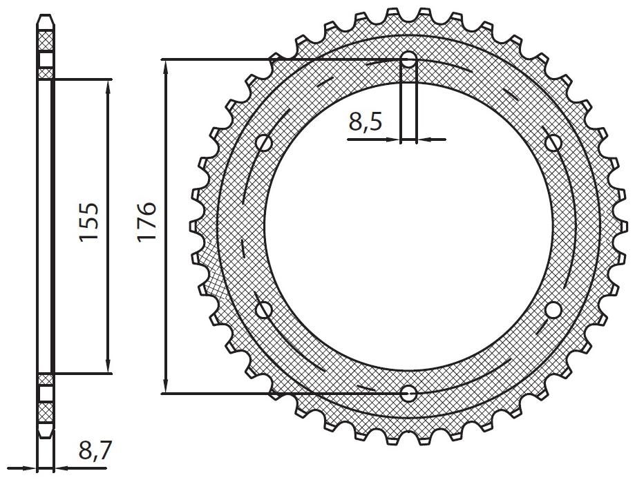Obrázek produktu ZADNÍ ŘETĚZOVÉ KOLO 530 44T ERG 5-5698-44