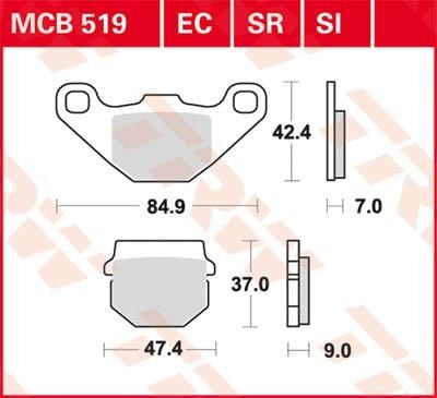 Obrázek produktu BRZDOVÉ DESTIČKY TRW MCB519 MCB519