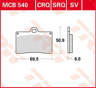 Obrázek produktu BRZDOVÉ DESTIČKY TRW MCB540CRQ MCB540CRQ