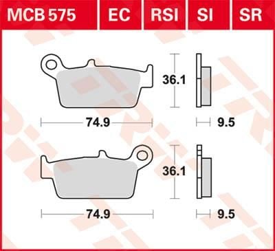 Obrázek produktu BRZDOVÉ DESTIČKY TRW MCB575SI MCB575SI