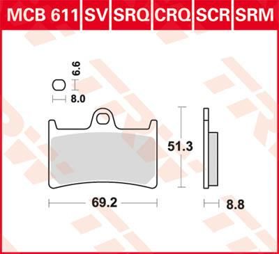 Obrázek produktu BRZDOVÉ DESTIČKY TRW MCB611 MCB611