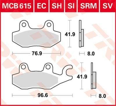 Obrázek produktu BRZDOVÉ DESTIČKY TRW MCB615 MCB615