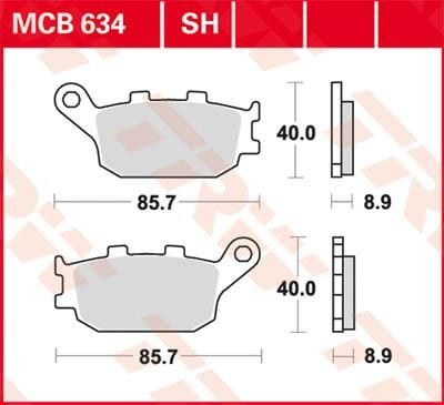 Obrázek produktu BRZDOVÉ DESTIČKY TRW MCB634 MCB634