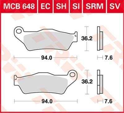 Obrázek produktu BRZDOVÉ DESTIČKY TRW MCB648SI MCB648SI