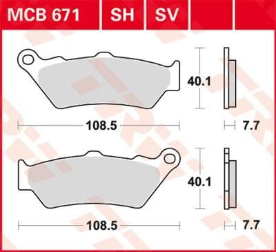 Obrázek produktu BRZDOVÉ DESTIČKY TRW MCB671 MCB671