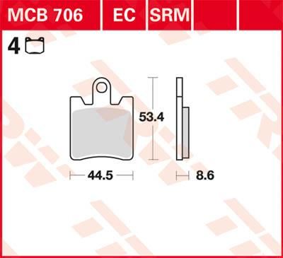 Obrázek produktu BRZDOVÉ DESTIČKY TRW MCB706 MCB706