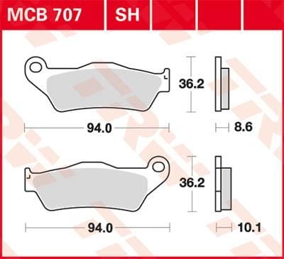 Obrázek produktu BRZDOVÉ DESTIČKY TRW MCB707SH MCB707SH