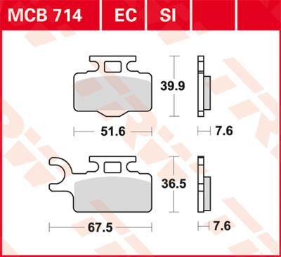 Obrázek produktu BRZDOVÉ DESTIČKY TRW MCB714SI MCB714SI