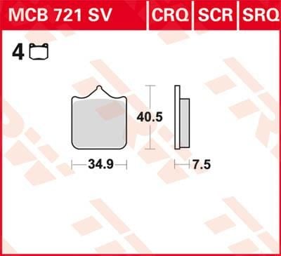 Obrázek produktu BRZDOVÉ DESTIČKY TRW MCB721CRQ MCB721CRQ