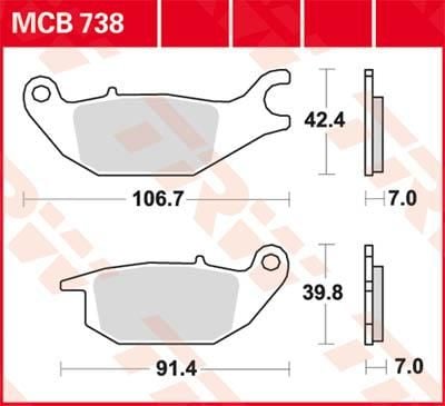 Obrázek produktu BRZDOVÉ DESTIČKY TRW MCB738 MCB738