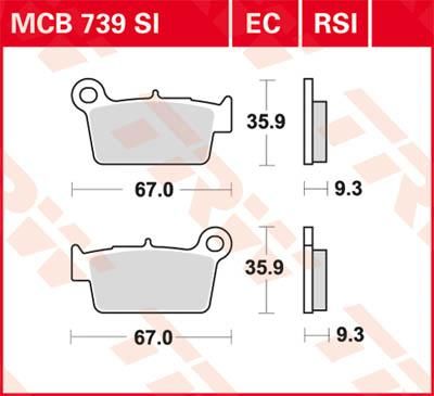 Obrázek produktu BRZDOVÉ DESTIČKY TRW MCB739SI MCB739SI