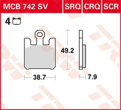 Obrázek produktu BRZDOVÉ DESTIČKY TRW MCB742SV MCB742SV