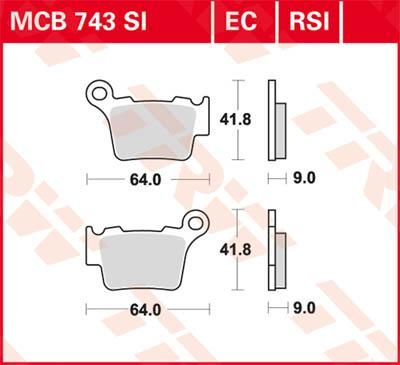 Obrázek produktu BRZDOVÉ DESTIČKY TRW MCB743SI MCB743SI