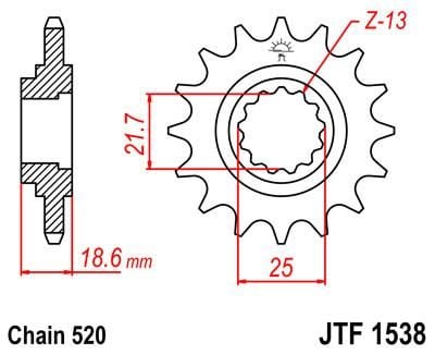 Obrázek produktu PŘEDNÍ ŘETĚZOVÉ KOLO 13T 520 JTF1538.13
