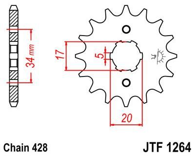 Obrázek produktu PŘEDNÍ ŘETĚZOVÉ KOLO 14T 428 JTF1264.14