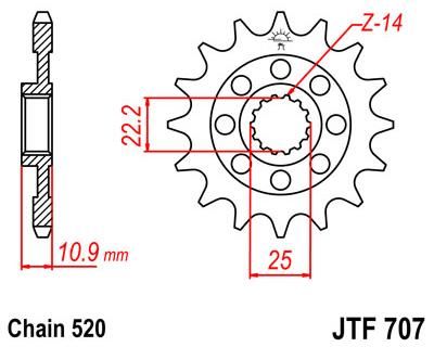 Obrázek produktu PŘEDNÍ ŘETĚZOVÉ KOLO 14T 520 JTF707.14