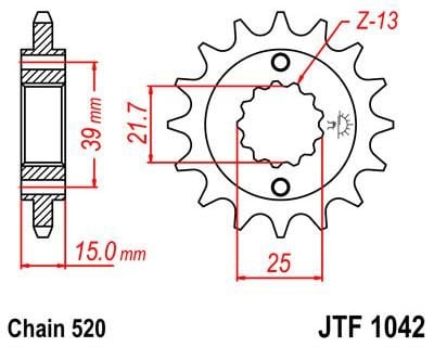 Obrázek produktu PŘEDNÍ ŘETĚZOVÉ KOLO 15T 520 JTF1042.15