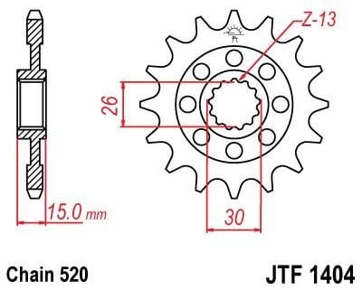 Obrázek produktu PŘEDNÍ ŘETĚZOVÉ KOLO 15T 520 JTF1404.15