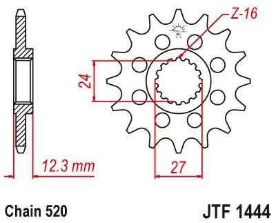 Obrázek produktu PŘEDNÍ ŘETĚZOVÉ KOLO 15T 520 JTF1444.15