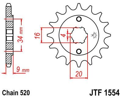 Obrázek produktu PŘEDNÍ ŘETĚZOVÉ KOLO 15T 520 JTF1554.15