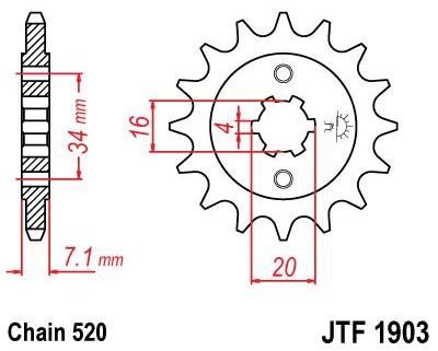 Obrázek produktu PŘEDNÍ ŘETĚZOVÉ KOLO 15T 520 JTF1903.15