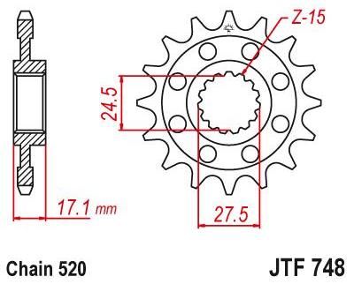 Obrázek produktu PŘEDNÍ ŘETĚZOVÉ KOLO 15T 520 JTF748.15