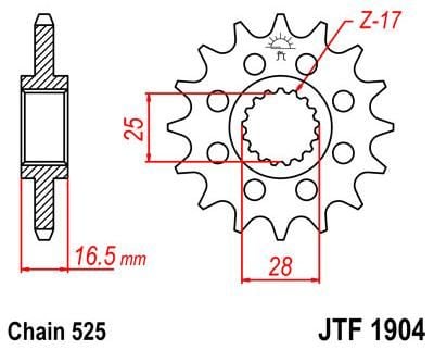 Obrázek produktu PŘEDNÍ ŘETĚZOVÉ KOLO 15T 525 JTF1904.15