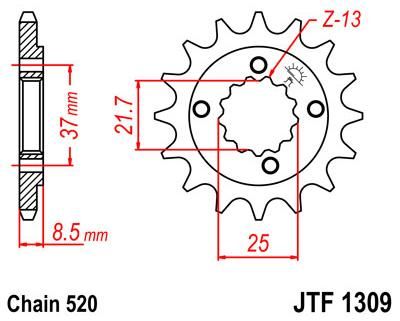 Obrázek produktu PŘEDNÍ ŘETĚZOVÉ KOLO 16T 520 JTF1309.16