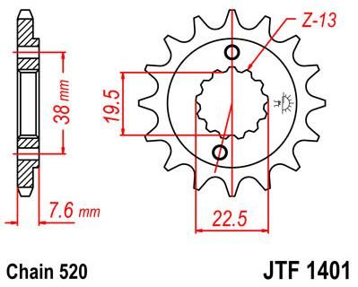 Obrázek produktu PŘEDNÍ ŘETĚZOVÉ KOLO 16T 520 JTF1401.16
