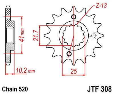 Obrázek produktu PŘEDNÍ ŘETĚZOVÉ KOLO 16T 520 JTF308.16