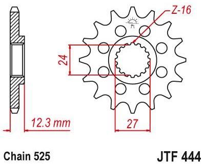Obrázek produktu PŘEDNÍ ŘETĚZOVÉ KOLO 16T 525 JTF444.16