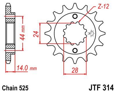 Obrázek produktu PŘEDNÍ ŘETĚZOVÉ KOLO 16T 525 RU JTF314.16RB