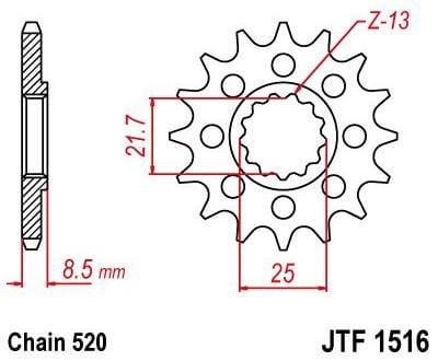 Obrázek produktu PŘEDNÍ ŘETĚZOVÉ KOLO 17T 520 JTF1516.17