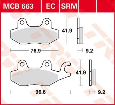 Obrázek produktu BRZDOVÉ DESTIČKY ORGANICKÝ SKÚTR -125 MCB663EC