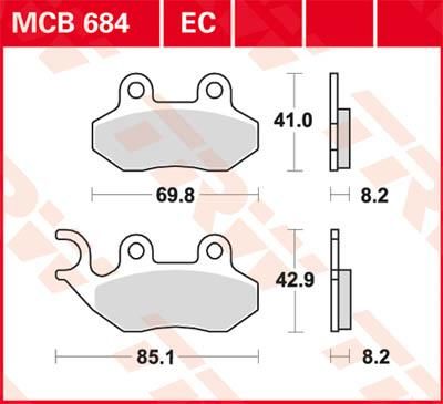 Obrázek produktu BRZDOVÉ DESTIČKY ORGANICKÝ SKÚTR -125 MCB684EC