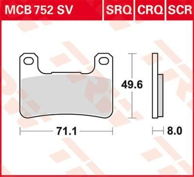 Obrázek produktu BRZDOVÉ DESTIČKY SE SINTROVANÝM POVRCHEM S DLOUHOU ŽIVOTNOSTÍ MCB752SCR