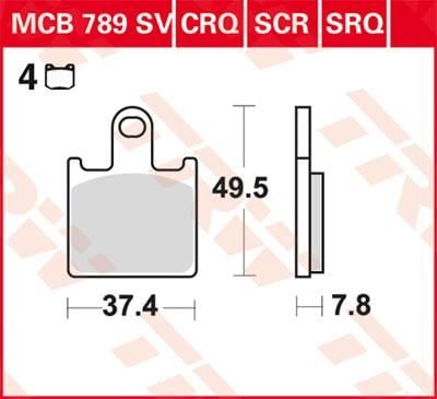 Obrázek produktu BRZDOVÉ DESTIČKY SE SINTROVANÝM POVRCHEM S DLOUHOU ŽIVOTNOSTÍ MCB789SCR