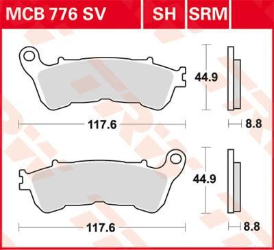 Obrázek produktu BRZDOVÉ DESTIČKY SPÉKANÉ SKÚTR 125+ MCB776SRM